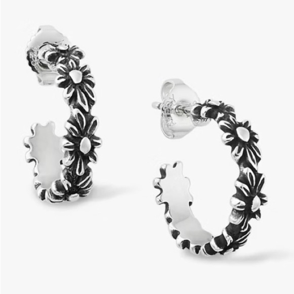 NWOT James Avery Sterling Silver Daisy Hoop Earrings